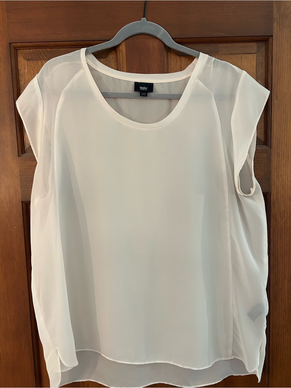 lol Ivory Sheer Layered Cap-Sleeve Blouse